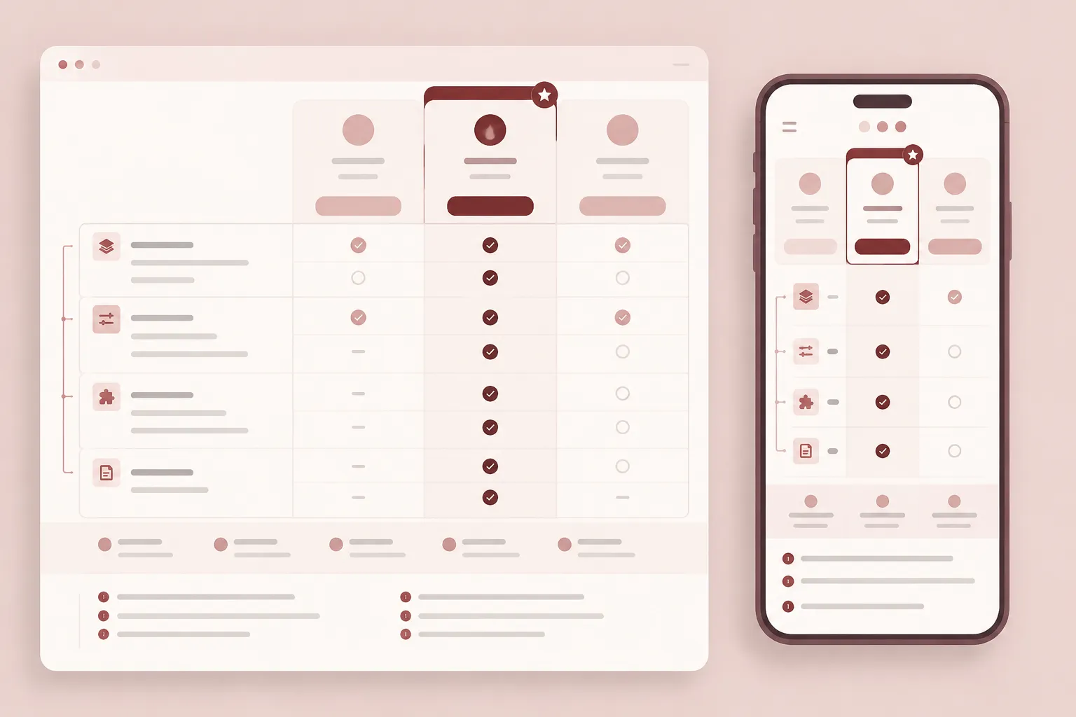 Mobile pricing comparison review checking plan identity, row labels, cell states, billing terms, and exceptions