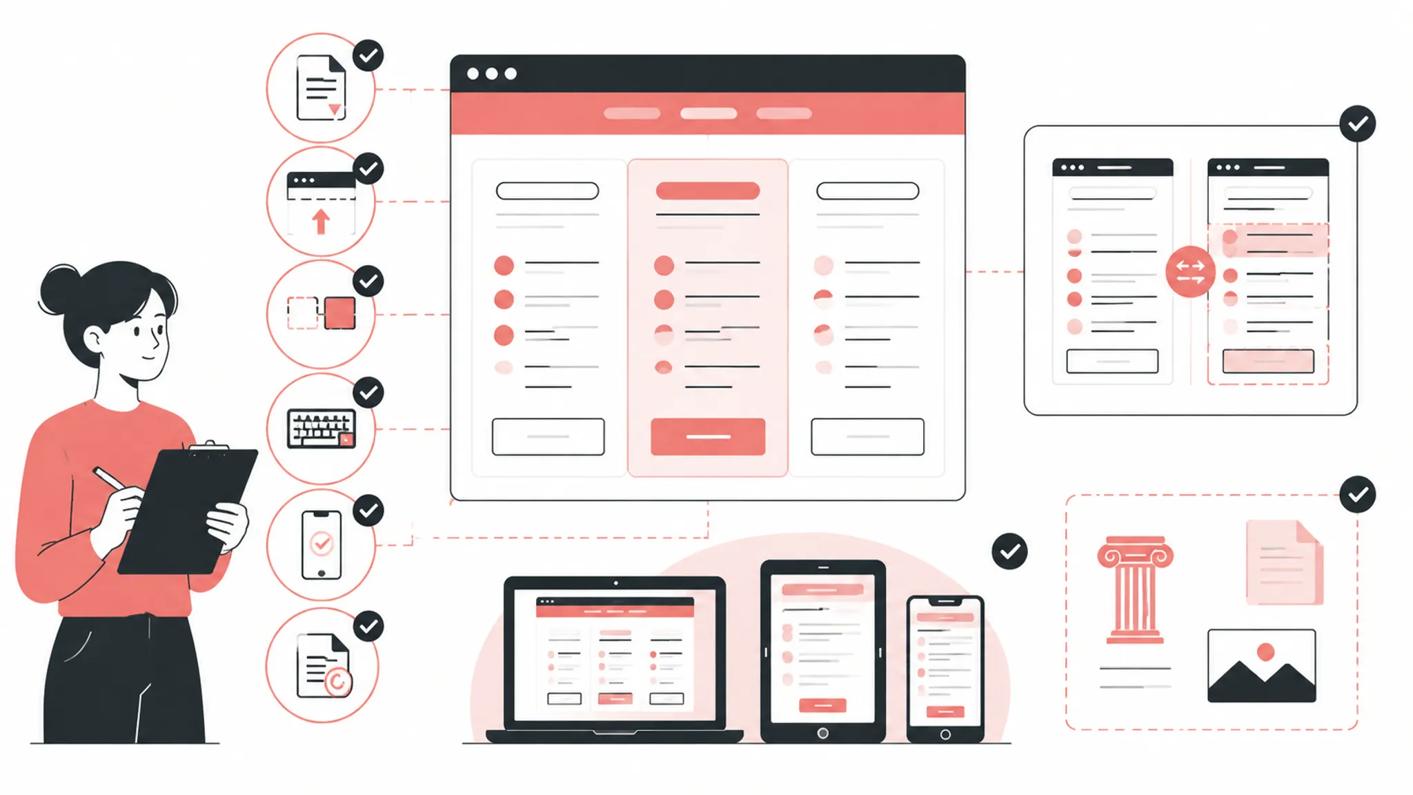 Pricing comparison planning checklist covering disclosure controls, mobile behavior, and pre-publish review