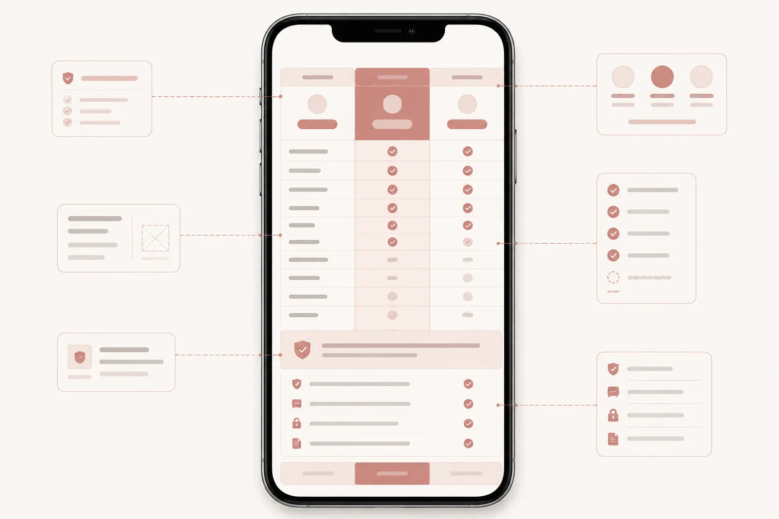 Mobile pricing table pass checking trust cue placement, fallback text, and claim association