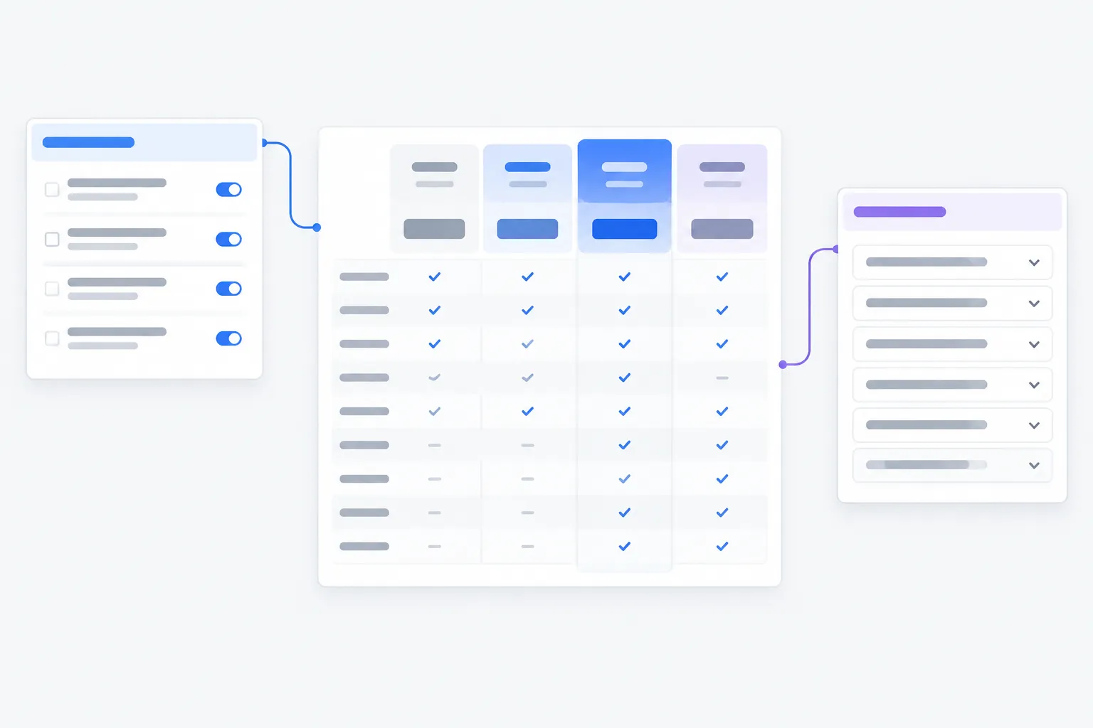 Supporting pricing-page asset plan showing how an add-on or FAQ visual relates to the comparison table